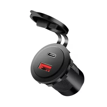 LogiLink PA0330 Inbouw USB-autolader, USB-A + USB-C, 60 W, Power Delivery, zwart