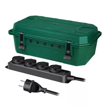 LogiLink outdoor-stroomverdeelkast met 4-voudige stekkerdoos, IP54, groen, 2m kabel