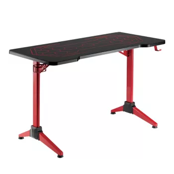 LogiLink gamingbureau, 120x60 cm, tafelblad van gehard glas met RGB-verlichting, rode rand