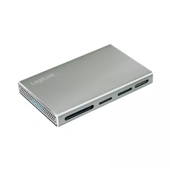 LogiLink USB 3.2 Gen1 5-in-1 kaartlezer, metalen behuizing, zilver
