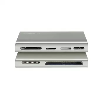 LogiLink USB 3.2 Gen1 5-in-1 kaartlezer, metalen behuizing, zilver