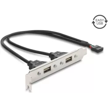 Delock USB 2.0 slotbeugel met 2 x EASY-USB Type-A-poorten