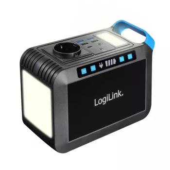 LogiLink powerstation 200W, 148Wh Li-ion, zuivere sinusgolf, USB-C PD 45W, LED-licht