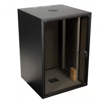 EFB OFF-1868TS.V1RW-AK 18U 19 inch staande serverkast, 800 kg statische belasting, deur van veiligheidsglas, zwart RAL 9005