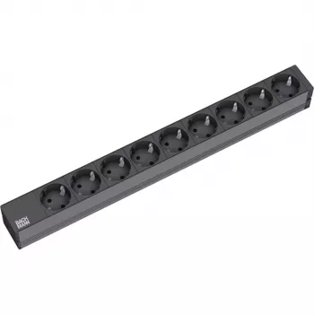 Bachmann 19 inch stekkerdoos 9x CEE 7/3 Schuko zwart H05VV-F 3G1,5mm² GST18 stekker 0,2m