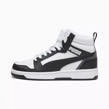 Puma Rebound V6 Mid kinderen sneakers wit zwart 393831 01 maat 38