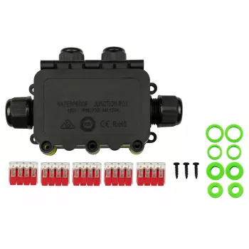 Kabelmeister 4-voudige gereedschapsloze IP68 verbindingsdoos, 450V/25A, 0,5-2,5mm², zwart