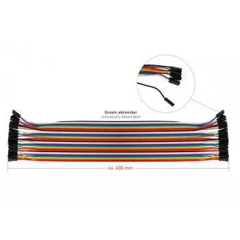 Kabelmeister 40-pin jumper wire set, 3 banden (mannelijk-mannelijk, vrouwelijk-vrouwelijk, mannelijk-vrouwelijk), 20 cm, 24 AWG, regenboogkleuren, voor Arduino, Raspberry Pi, breadboard