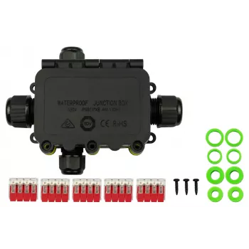 KABELMEISTER 4-voudige gereedschapsloze IP68 kabelverbindingsdoos, zwart