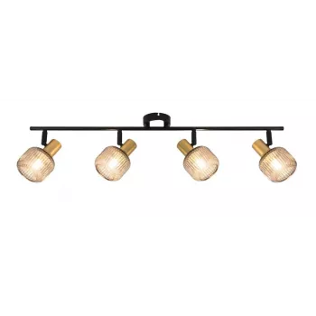 Spot Light Shadow 4XE14 zwart/goud - 4-lichts verstelbare plafond-/wandspot