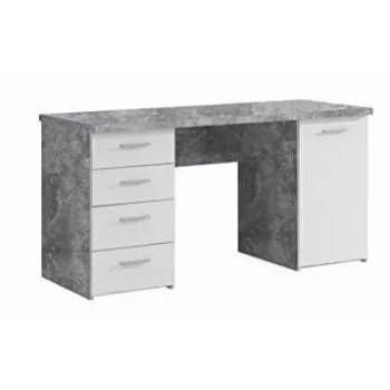 MT926-C264 bureau met betonlook en wit stalen frame, 120x60x75 cm