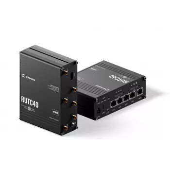 Teltonika Networks RUTC40 industriële router 4G LTE Cat 6 dual-band Wi-Fi 5 Gigabit met dual-SIM, GNSS, UK-voeding
