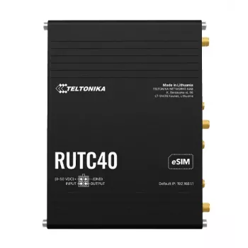 Teltonika Networks RUTC40 industriële router 4G LTE Cat 6 dual-band Wi-Fi 5 Gigabit met dual-SIM, GNSS, UK-voeding