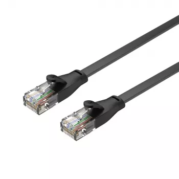 UNITEK Cat.6 UTP platte kabel 10m zwart RJ45 Snagless Gigabit Ethernet