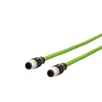 METZ CONNECT M12 D-gecodeerde industriële Ethernet-patchkabel, 4-polig stekker naar 4-polig stekker, 5m, PUR groen