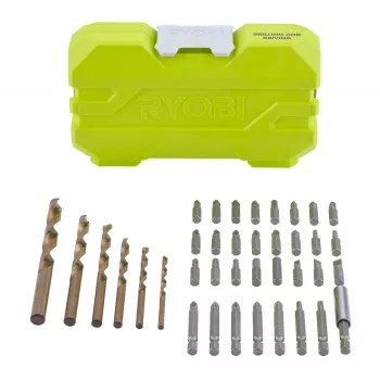 Ryobi RAK38SDD 38-delige boor- en schroevendraaier-bitset met 24 x 25mm schroevendraaier-bits, HSS- en steenboor-bits, dophouders, magnetische houder en koffer
