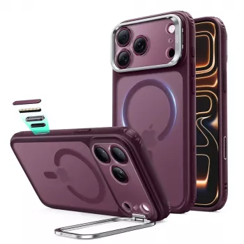 ESR Classic Hybrid Kickstand MagSafe hoesje voor iPhone 17 Pro / 18 Pro - mat diepburgunder