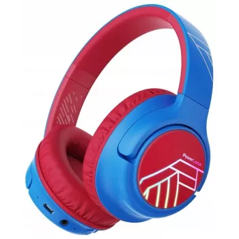 PowerLocus Bobo Kids draadloze hoofdtelefoon, LED, AUX, blauw/rood