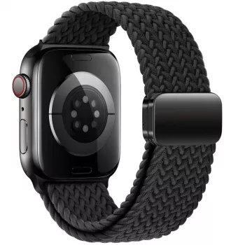 Tech-Protect nylon Magnetic Loop armband voor Apple Watch 8/9/10/11/SE/Ultra (44/45/46/49 mm) zwart