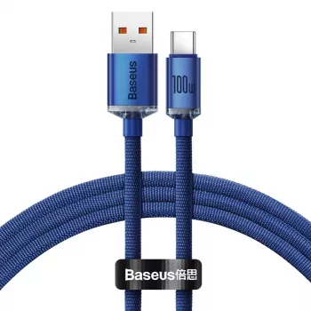 Baseus USB-A naar USB-C Crystal Shine kabel 100W 1,2m blauw