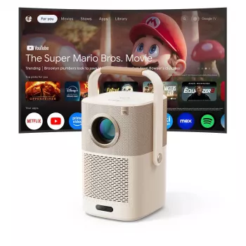 Yaber T2 Plus GTV 1080p 450 ANSI Google TV JBL Dolby Audio draagbare projector met accu - beige