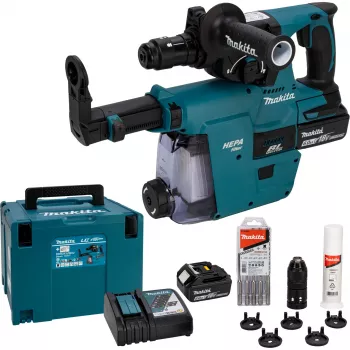 Makita DHR243JWX2 18V borstelloze SDS-Plus 3-modus accu-slagboormachine met 2x 5,0Ah accu's, oplader en Makpac-koffer