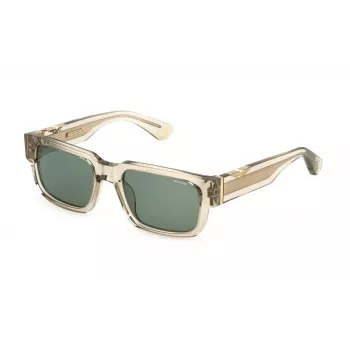 POLICE SPLP24-5406S9 heren polarized rechthoekige zonnebril, zwart montuur, grijze glazen, 54/20/145 mm