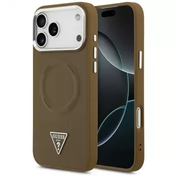 Guess Triangle Logo MagSafe-hoesje voor iPhone 17 Pro (bruin)