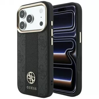 Guess 4G Stripe Round and Classic Logos MagSafe-hoesje voor iPhone 18 Pro Max / 17 Pro Max - zwart