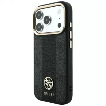 Guess 4G Stripe Round and Classic Logos MagSafe-hoesje voor iPhone 18 Pro Max / 17 Pro Max - zwart