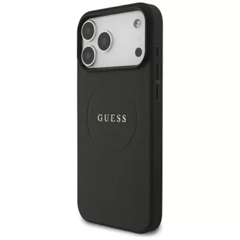 Guess Grained Gold Ring MagSafe-hoesje voor Apple iPhone 18 Pro Max / 17 Pro Max, zwart
