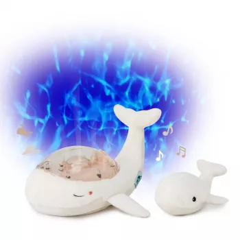 Cloud B Tranquil Whale slaaphulpset met projector en rammelaar - wit