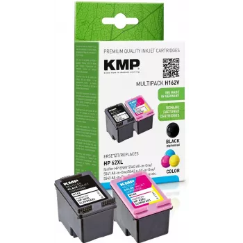 KMP 1741.400500 MultiPack zwart & driekleuren-inktpatronen compatibel met HP 62XL (C2P05AE/C2P07AE) - 2-pack