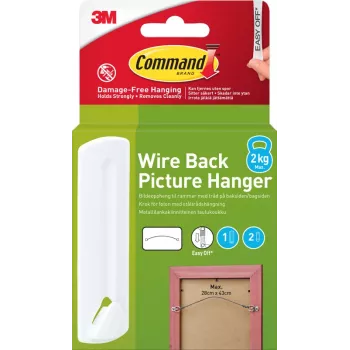 3M Command ophanghaak voor lijsten met draadophanging, 1 haak + 2 strips, wit (7100337033)