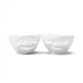 FIFTYEIGHT PRODUCTS schaalset 200ml - lachend & knipogend, wit (2-delig)