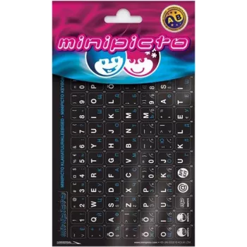 Kolm Lõvi Minipicto Ests/Russisch, zwart/wit/blauw toetsenbordstickers (KB-UNI-EE02-BLK-BLUE)