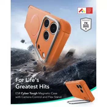 ESR Cyber Tough Kickstand MagSafe hoes voor iPhone 17 Pro / 18 Pro - oranje