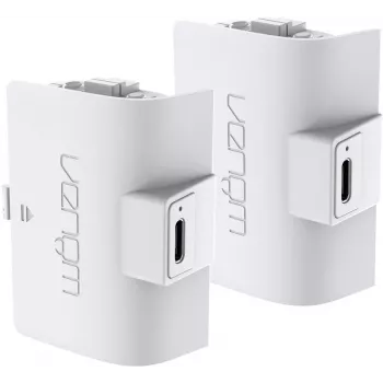 Venom accu dubbelpack wit PS5 – DualSense controller-accu (2x 800mAh Li-Ion, play & charge, overladingsbeveiliging)