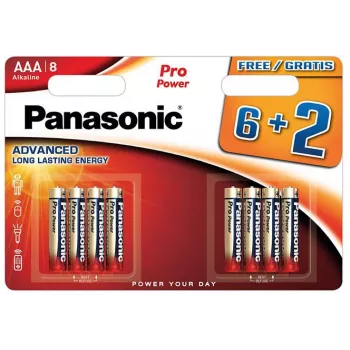 Panasonic Pro Power AAA alkaline-batterijen LR03 8-pack (6+2 bonus)