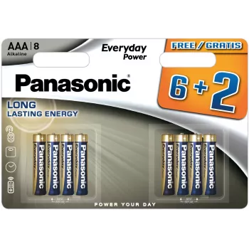 Panasonic Everyday Power AAA alkaline batterijen LR03 8-pack (6+2 GRATIS)