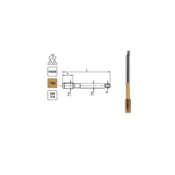 Tap M10 DIN-376B (6H) HSSE TN 800X - spiraalboor machine-tap voor doorgaande gaten