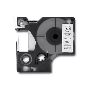 QOLTEC etikettenlint voor DYMO D1 43613 6mm x 7m wit met zwarte print
