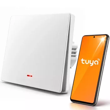 Qoltec 1-kanaals Smart Wi-Fi lichtschakelaar met timer, Tuya & Smart Life, wit