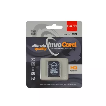 IMRO microSDHC 64GB Class 10 U1 V10 geheugenkaart met SD-adapter