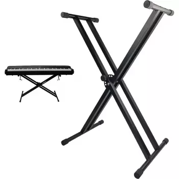 MOZOS KSX1 X-Type keyboardstandaard voor keyboards en digitale piano's, enkelvoudig staal, 25 kg belasting, 650-980 mm hoogte, opvouwbaar