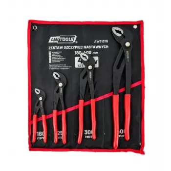AWTOOLS 4-delige verstelbare steeksleutelset (7 inch, 10 inch, 12 inch, 16 inch) met chroom-vanadiumstaal en ergonomische grepen