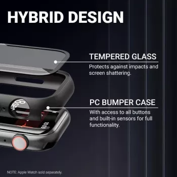 CRONG hybride horlogekast met gehard glas voor Apple Watch 44mm - transparant