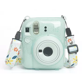 LOVEINSTANT Beschermhoes voor Fujifilm Instax Mini 12 met stickers en fototas - Groen Glitter