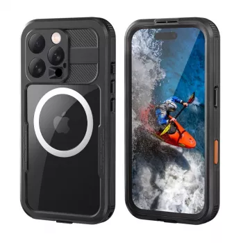 Crong Seal Cover waterdichte hoes IP68 voor iPhone 16 Pro (zwart)