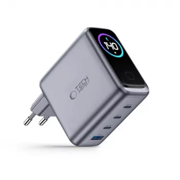 TECH-PROTECT POWERVISION NC140W-GaN 4-poorts netlader PD 140W / QC3.0 donkergrijs